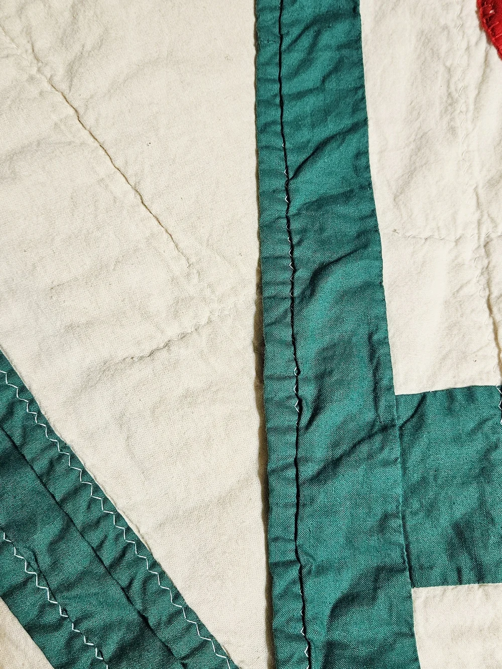 Handmade Strawberry Patch Quilt - Red & Teal Bedding